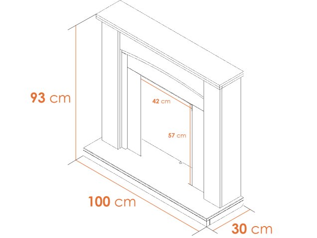 Adam Chilton Fireplace in Pure White & Grey with Colorado Bio Ethanol Fire, 39 Inch