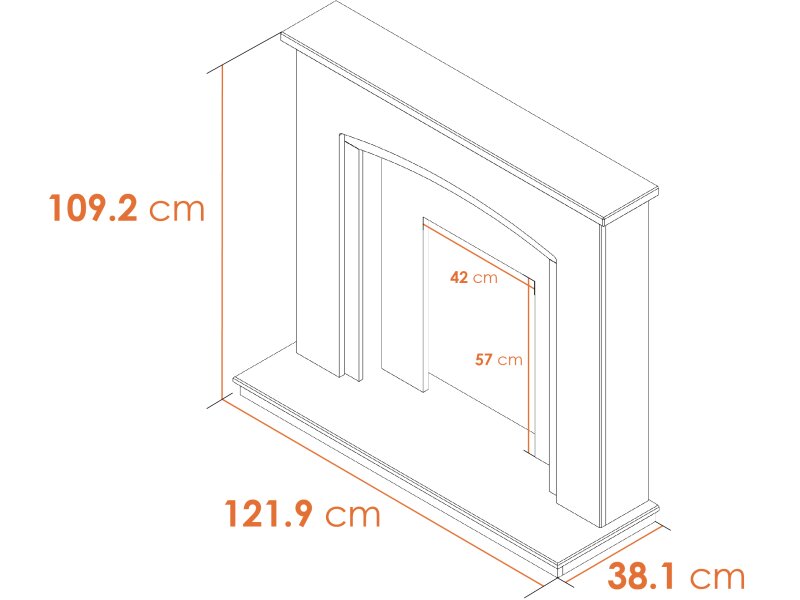 Acantha Granada White Marble Fireplace with Downlights, 48 Inch