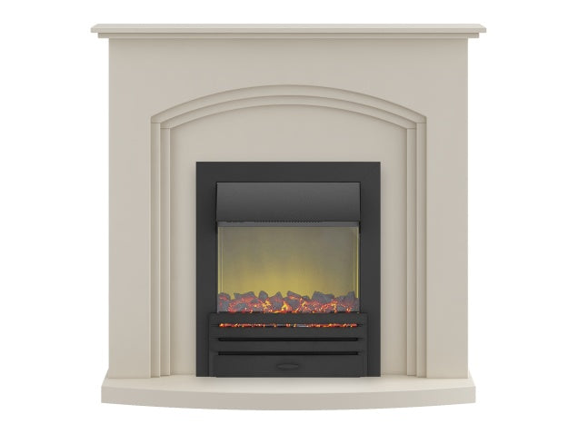 Adam Truro Fireplace Suite in Cream with Eclipse Electric Fire in Black, 41 Inch