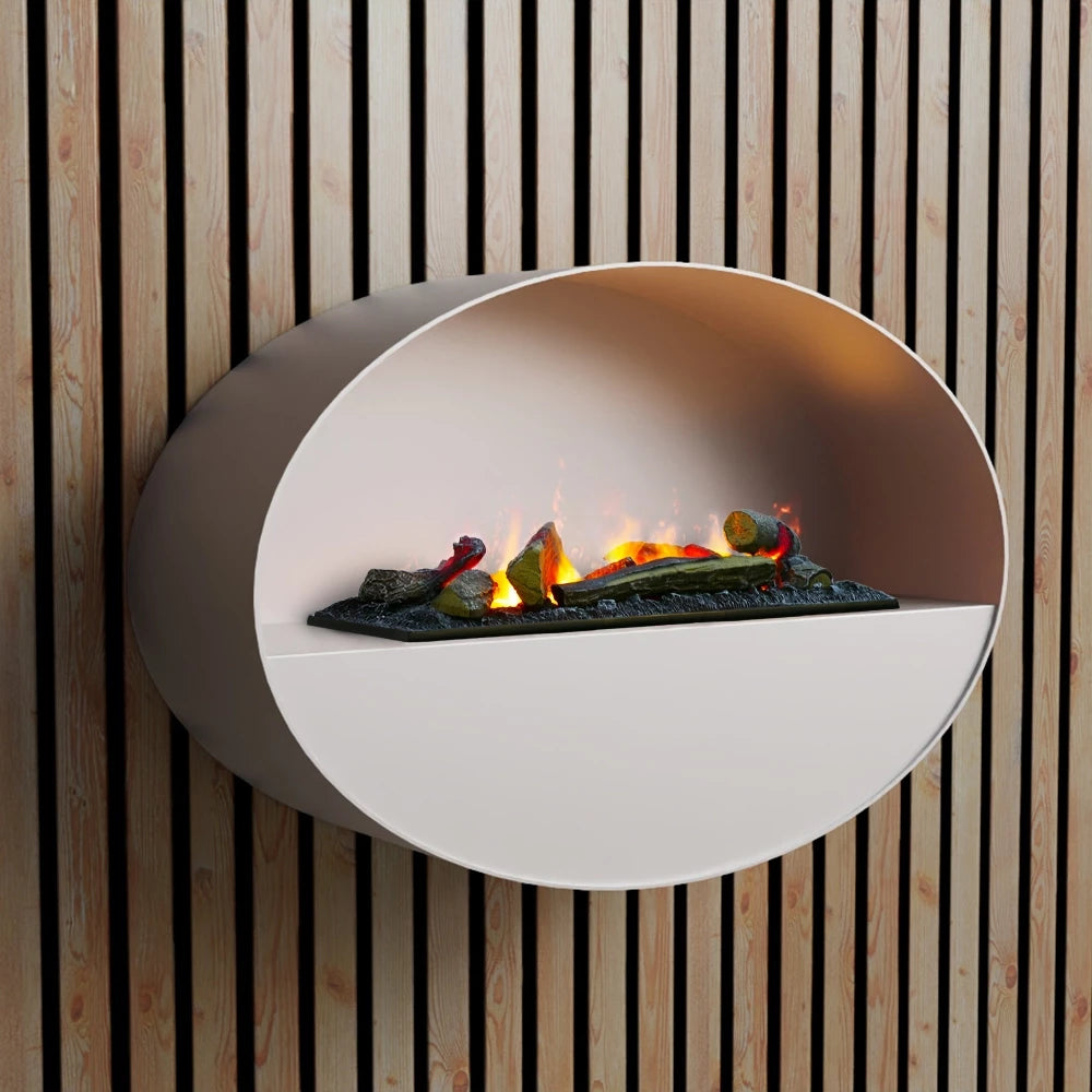 Kjos Wall-Mounted Water Vapour Fireplace - White