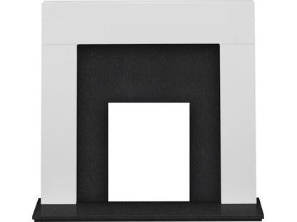 Adam Miami Fireplace in Pure White and Black Granite, 48 Inch