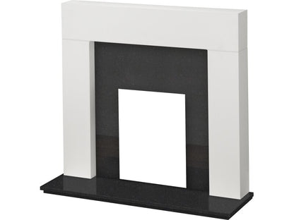 Adam Miami Fireplace in Pure White and Black Granite, 48 Inch
