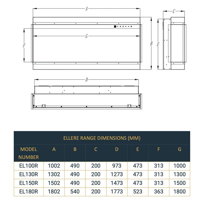 Ellere EL180R Built-in Electric Fire