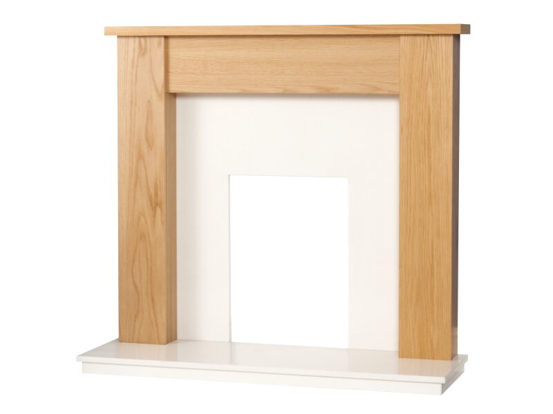 Adam Buxton Fireplace in Oak & White Marble, 48 Inch