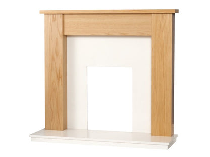 Adam Buxton Fireplace in Oak & White Marble, 48 Inch