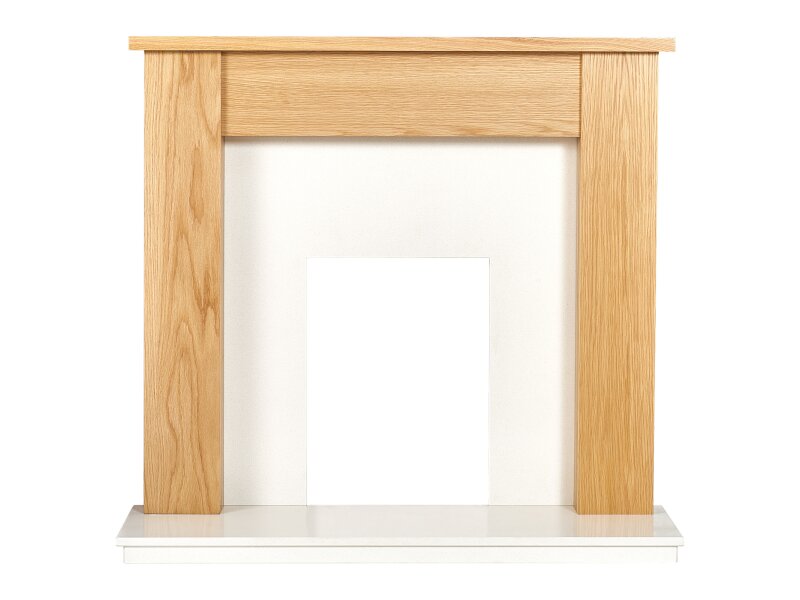 Adam Buxton Fireplace in Oak & White Marble, 48 Inch