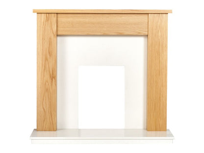 Adam Buxton Fireplace in Oak & White Marble, 48 Inch