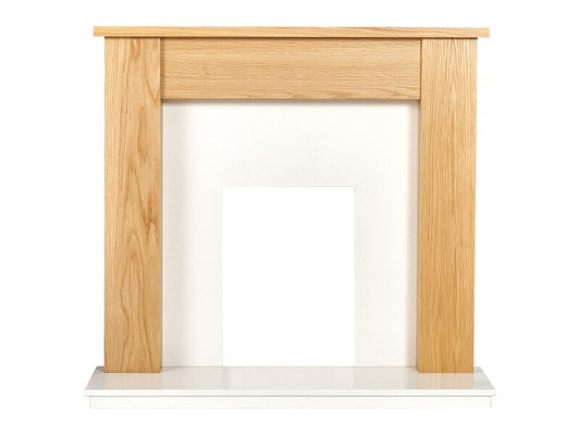Adam Buxton Fireplace in Oak & White Marble, 48 Inch