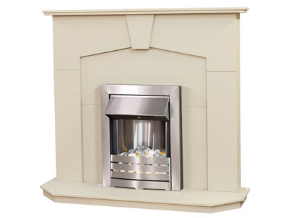 Adam Abbey Fireplace in Stone Effect with Helios Electric Fire in Brushed Steel-48 Inch