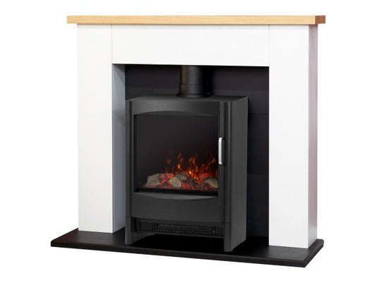 Adam Chester Fireplace in Pure White with Sureflame Keston Electric Stove in Black-39 Inch