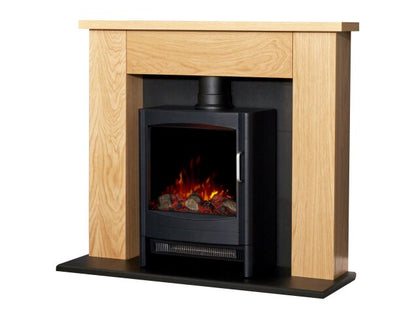 Adam Chester Stove Fireplace in Oak & Black with Sureflame Keston Electric Stove in Black-39 Inch
