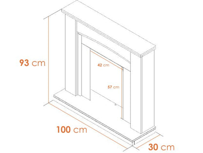 Adam Chilton Fireplace in Pure White & Grey with Colorado Bio Ethanol Fire, 39 Inch