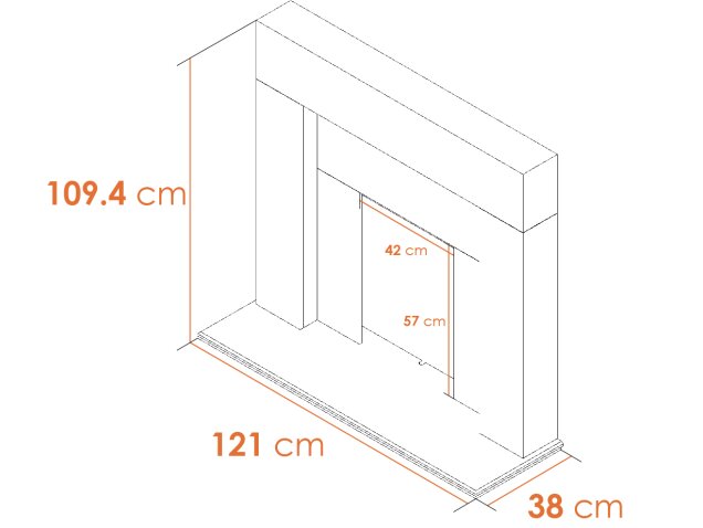 Adam Miami Fireplace in Pure White with Helios Electric Fire in Brushed Steel, 48 Inch