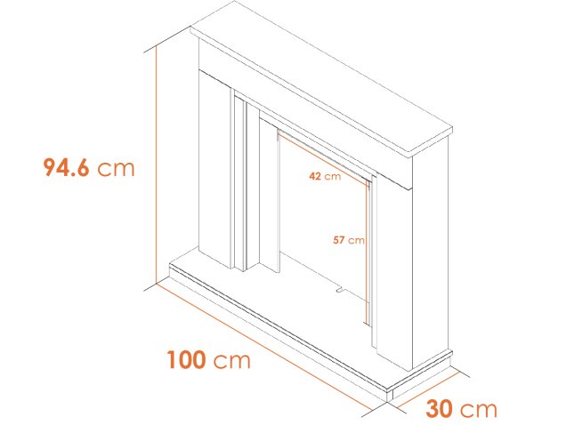 Adam Milan Fireplace in Pure White & Grey with Helios Electric Fire in Brushed Steel, 39 Inch