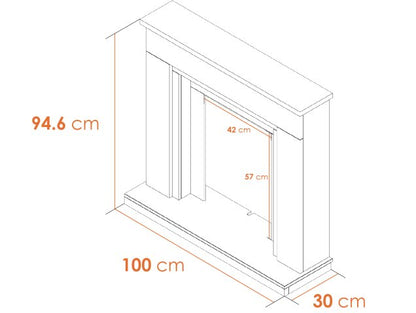 Adam Milan Fireplace in Pure White & Grey with Helios Electric Fire in Brushed Steel, 39 Inch