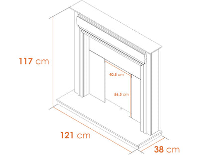 Adam Honley Fireplace in Pure White &amp; Grey with Downlights, 48 Inch