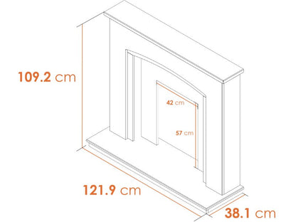 Acantha Granada White Marble Fireplace with Downlights, 48 Inch