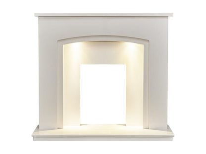 Acantha Granada White Marble Fireplace with Downlights, 48 Inch