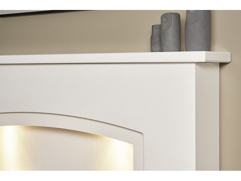 Acantha Granada White Marble Fireplace with Downlights, 48 Inch