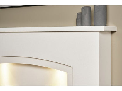 Acantha Granada White Marble Fireplace with Downlights, 48 Inch