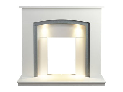 Adam Savanna Fireplace in Pure White & Grey with Downlights, 48 Inch