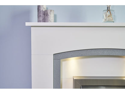 Adam Savanna Fireplace in Pure White & Grey with Downlights, 48 Inch