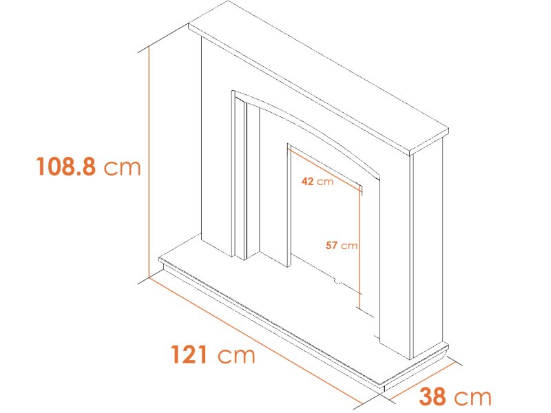 Adam Savanna Fireplace in Pure White & Grey with Downlights, 48 Inch
