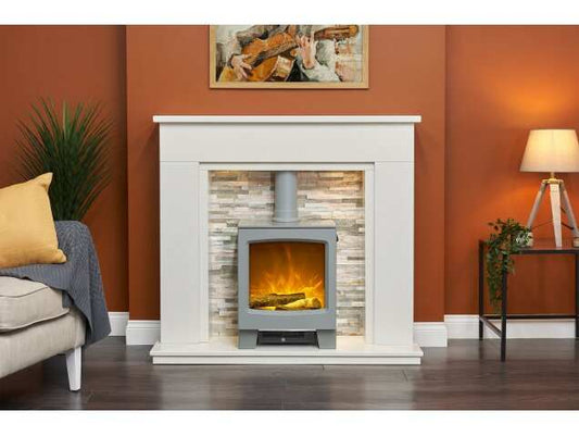 Acantha Amalfi White Marble Fireplace