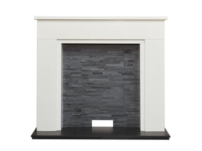 Acantha Rimini White Marble Stove Fireplace with Downlights, 48 Inch
