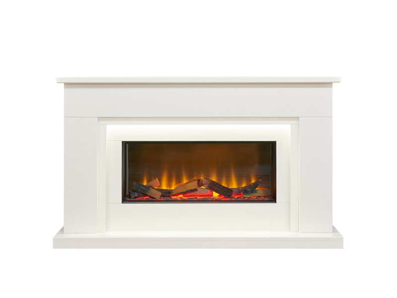 Acantha Arona White Marble Electric Fireplace Suite, 54 Inch
