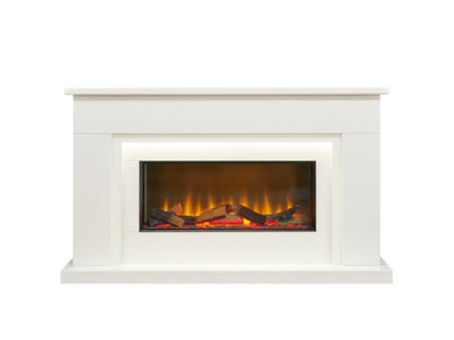 Acantha Arona White Marble Electric Fireplace Suite, 54 Inch