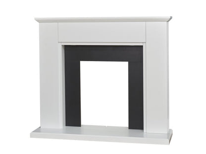 Adam Eltham Fireplace in Pure White & Black with Downlights, 45 Inch