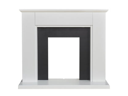 Adam Eltham Fireplace in Pure White & Black with Downlights, 45 Inch
