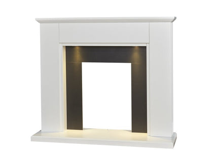 Adam Eltham Fireplace in Pure White & Black with Downlights, 45 Inch