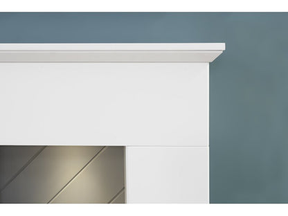 Adam Corinth Stove Fireplace in Pure White & Grey with Downlights, 48 Inch