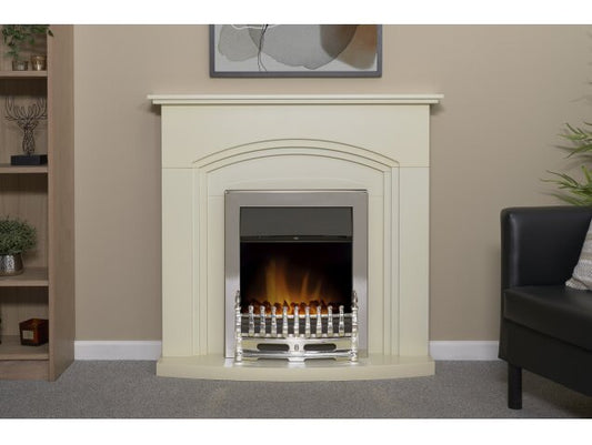 Adam Truro Fireplace in Cream with Blenheim Electric Fire in Chrome, 41 Inch