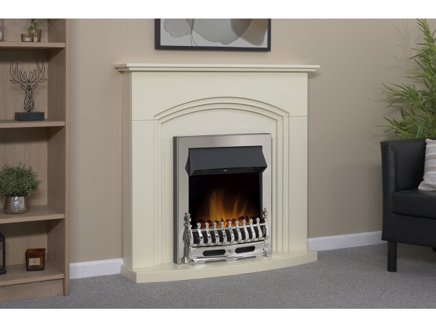 Adam Truro Fireplace in Cream with Blenheim Electric Fire in Chrome, 41 Inch
