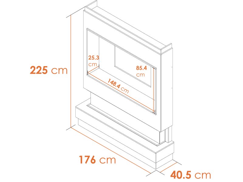 Acantha Matrix Pre-Built Pure White & Oak Effect Panoramic Media Wall with TV Recess