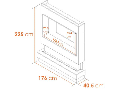 Acantha Matrix Pre-Built Pure White & Oak Effect Panoramic Media Wall with TV Recess