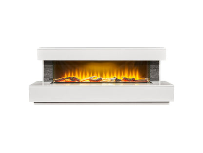 Acantha Aspen White Marble & Slate Fireplace Suite with Downlights, 69 Inch