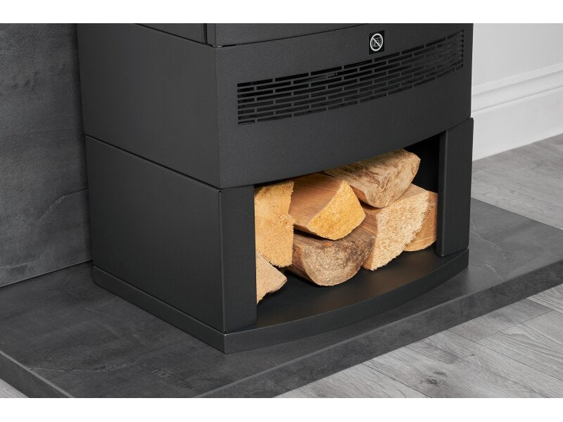 Acantha Tile & Hearth Set in Slate Effect with Horizon Stove & Log Storage