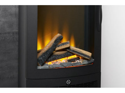 Acantha Tile & Hearth Set in Slate Effect with Horizon Stove & Log Storage