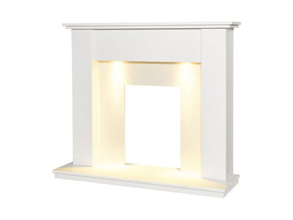 Adam Avila White Marble Fireplace with Downlights, 48 Inch