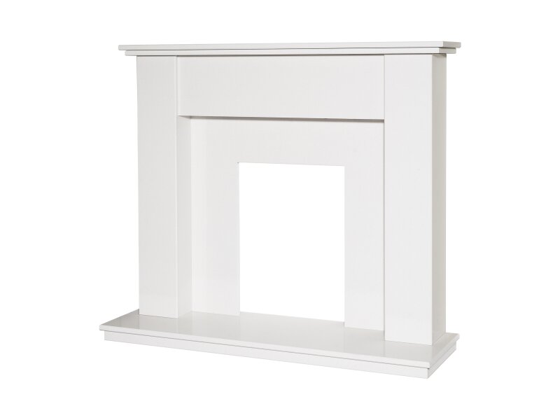 Adam Avila White Marble Fireplace with Downlights, 48 Inch