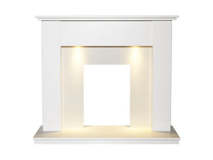 Adam Avila White Marble Fireplace with Downlights, 48 Inch