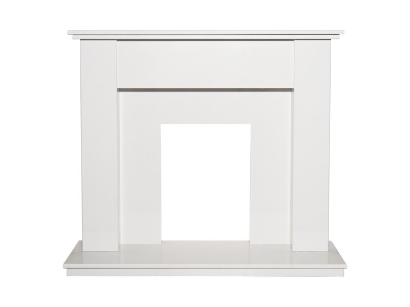 Adam Avila White Marble Fireplace with Downlights, 48 Inch