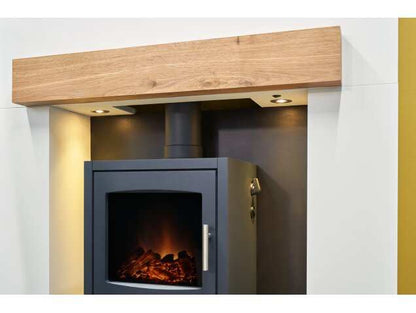 media wall with log burner