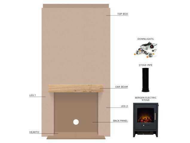 media wall with log burner