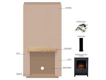 media wall with log burner