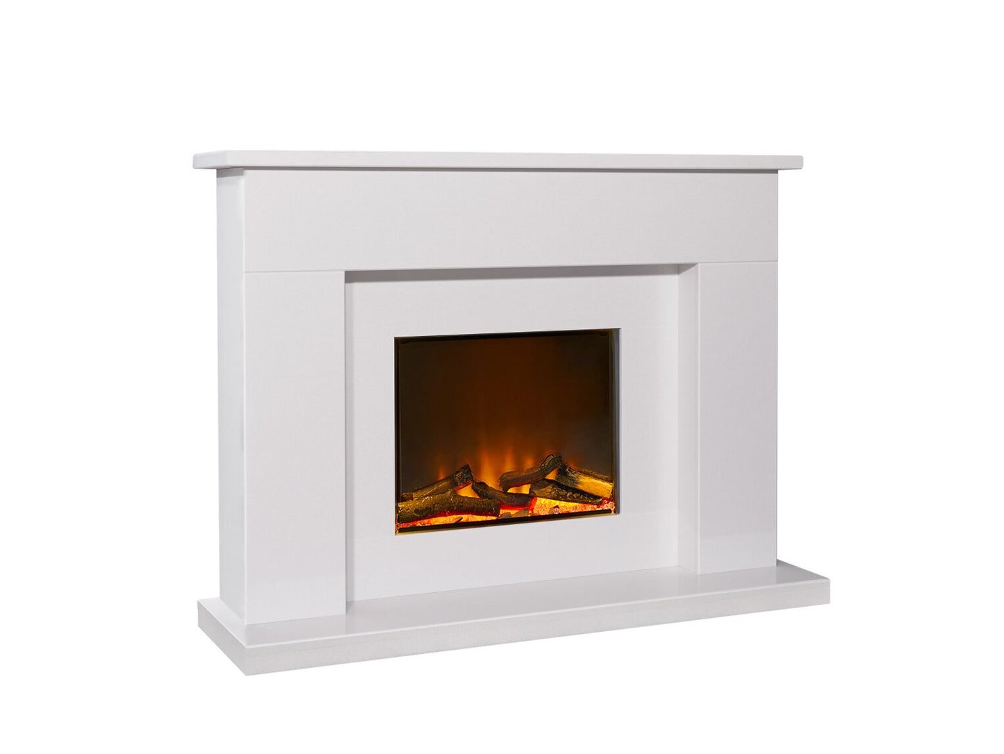 Acantha Minnesota White Marble Electric Fireplace Suite, 50 Inch